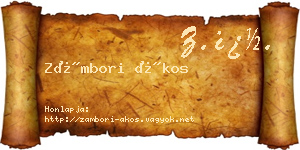 Zámbori Ákos névjegykártya